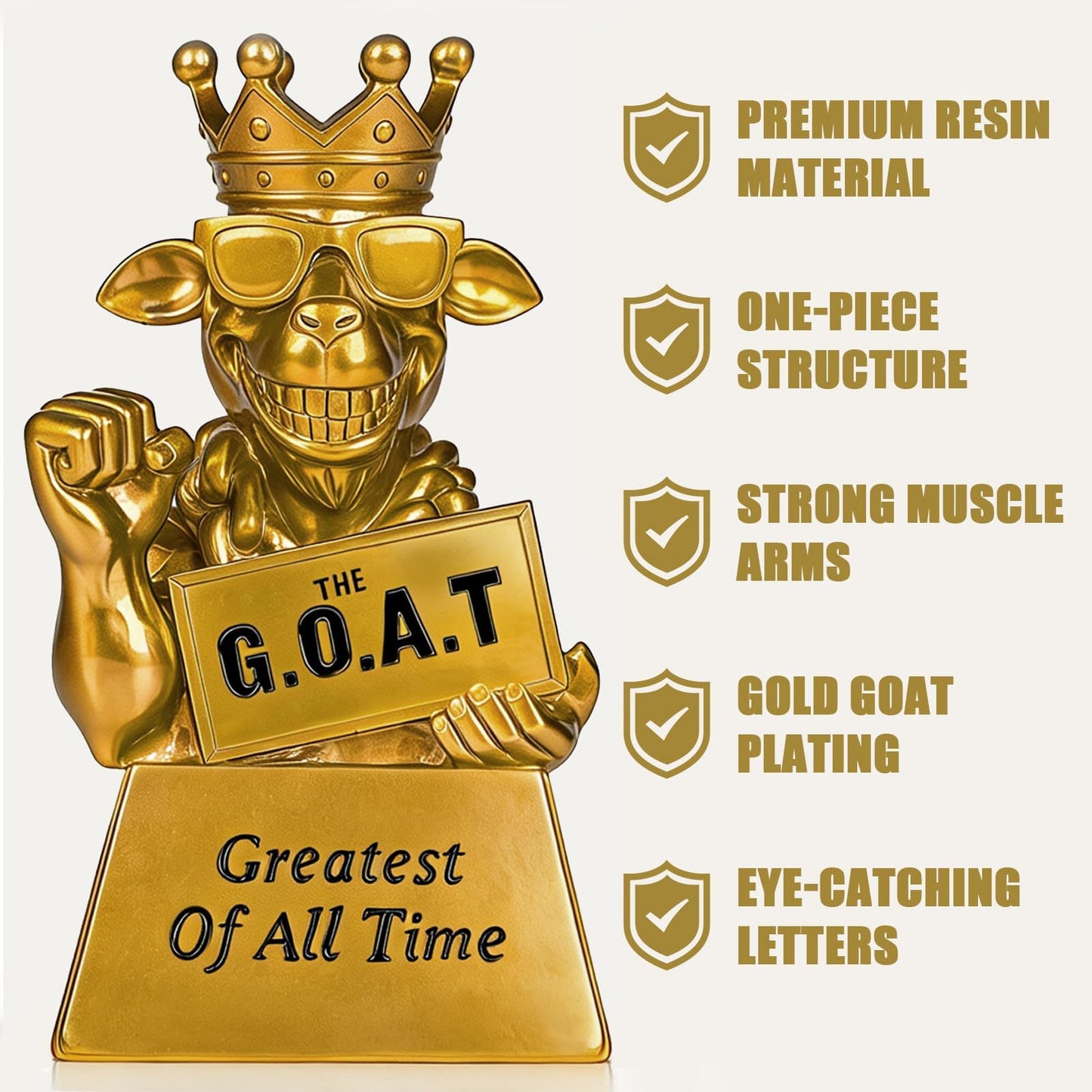 Pyoimmne Goat Trophy, 7" Muscle G.O.A.T. Resin Award, Funny Trophies for Fantasy Football, Sports Competitions, Trophy for Adults, Friends, Winners, Best Player, Coworkers, Encouragement Gift