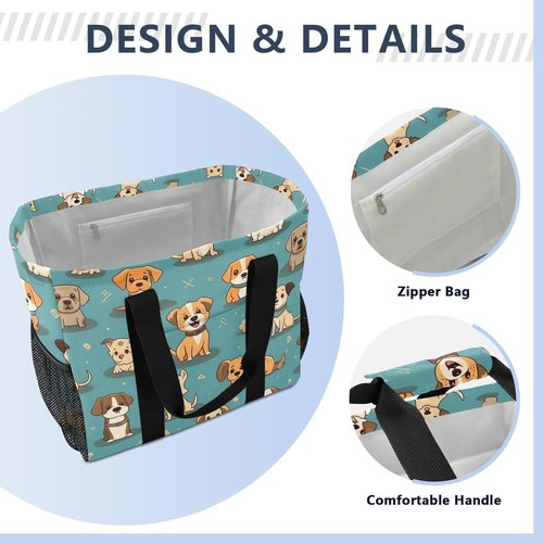 ALAZA Cute Funny Dogs Waterproof Beach Tote Bags for Travel Camping, Exercise