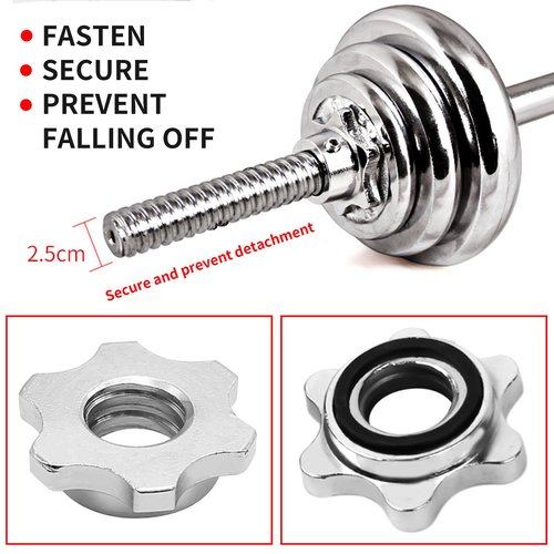 Barbell Collars, 25mm Standard Spin-Lock Clamps, Anti-Slip Screw Collars for Dumbbell Weight Lifting, Secure Fit, Pack of 4 – Heavy Duty Barbell Clamps, Weight Clips for Bars