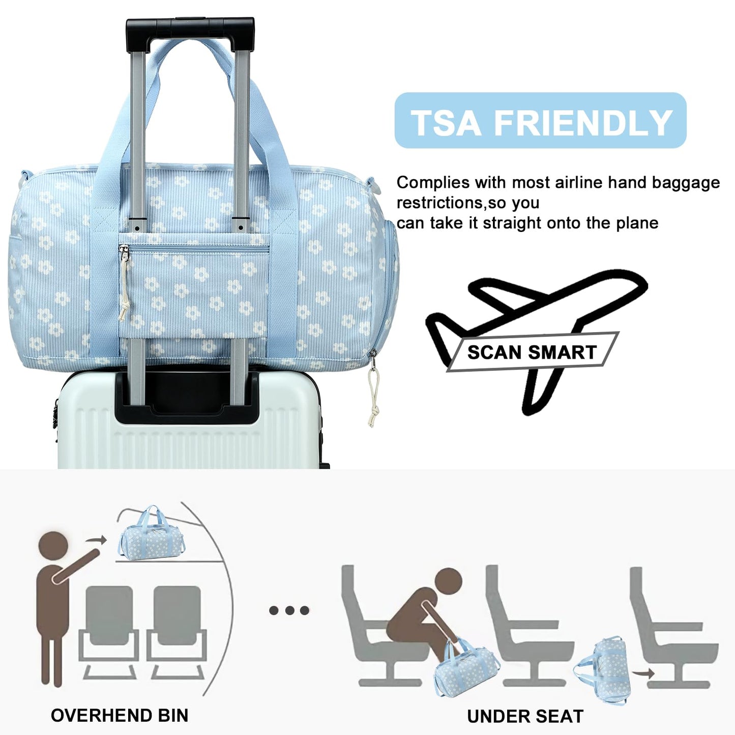 BLUBOON Duffle Bag Girls Kids Cute Gym Bag with Shoes Compartment & Wet Separation Waterproof Sports Overnight Travel Bag