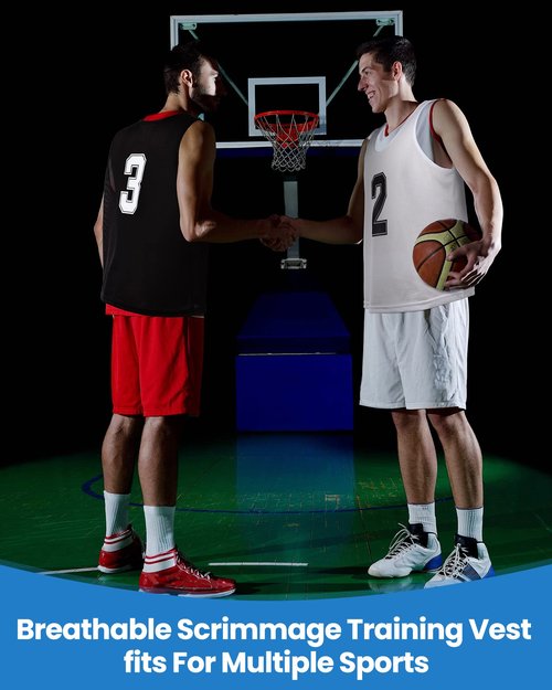 Silkfly 24 Pack Pinnies Scrimmage Vests Youth Team Practice Vests Numbered Mesh Soccer Practice Jersey Training Vest(Black, White)