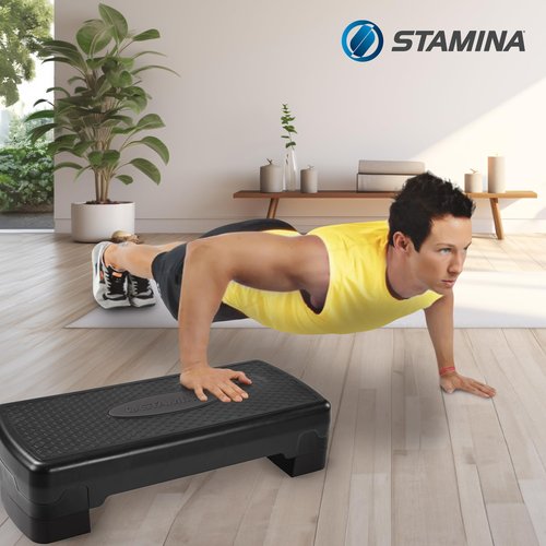 Stamina Aerobic Step with Portable and Lightweight Construction for Fitness, Sports, and Outdoor and Indoor Recreation, Black/Gray