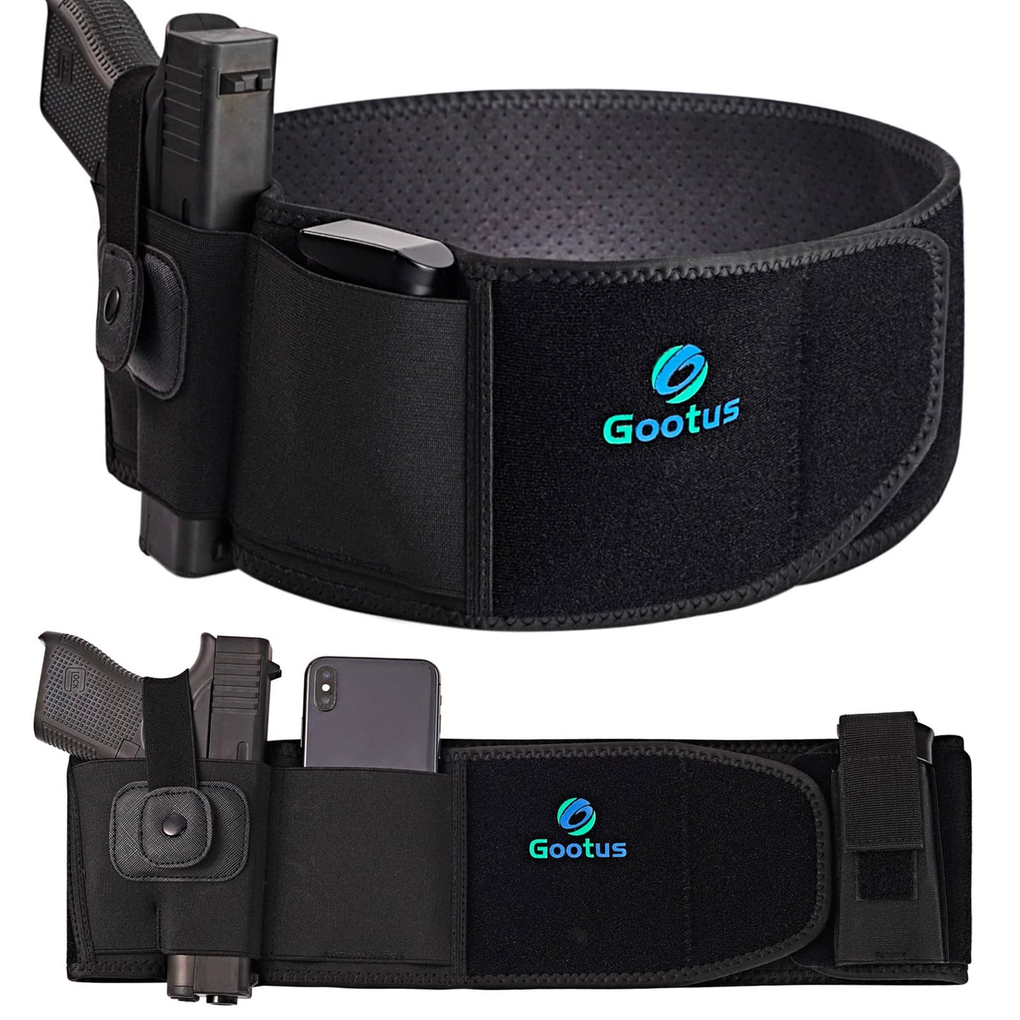 Gootus Belly Band Holster for Concealed Carry - Gun Holsters for Women and Men - Fits Glock, Ruger LCP, Taurus G2C, S&W M&P 40 Shield Bodyguard, Sig Sauer, etc