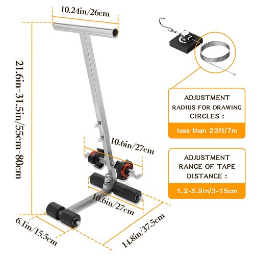 ERYRON Court Line Tape Machine Floor Marking Machine Basketball Court Line Machine Court Tape Applicator for Tiles, Concrete, Asphalt or Driveway You Can Draw The Lines and Circles You Want