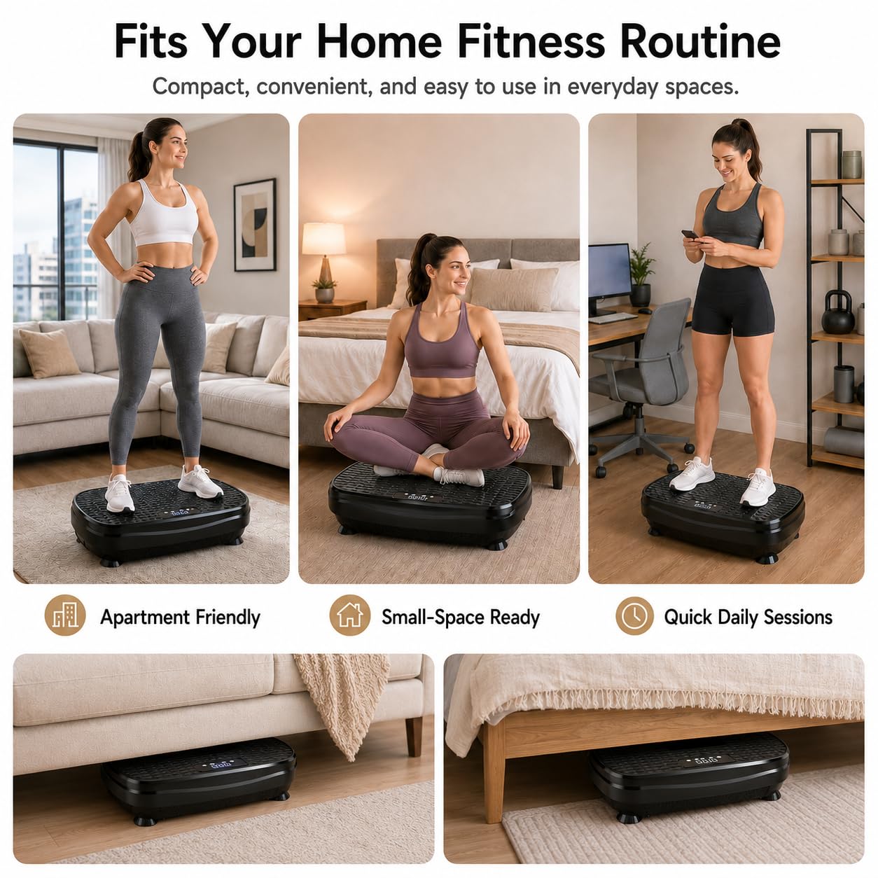 JAVRYK Vibration Plate Exercise Machine with 200 Adjustable speeds and 8 Scientific auto Modes, Compact Foldable Design and Ultra-Quiet Silicone Base for Home Workouts & Lymphatic Drainage
