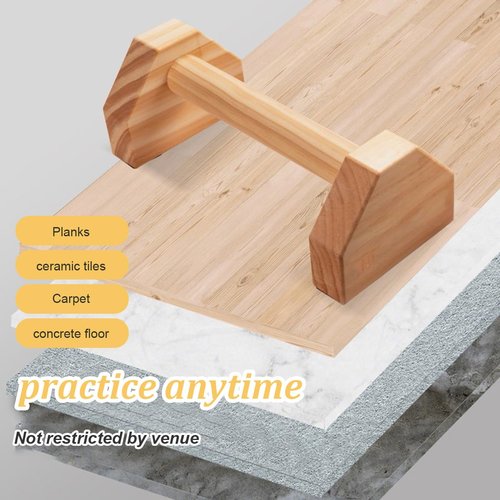 Bounabay Push Up Bars Stands, 1 Pair Wooden Parallettes Gravity Fitness, Mini Handle Pumps, Push Ups for Fitness, Gymnastics, Aerobics (Wood)