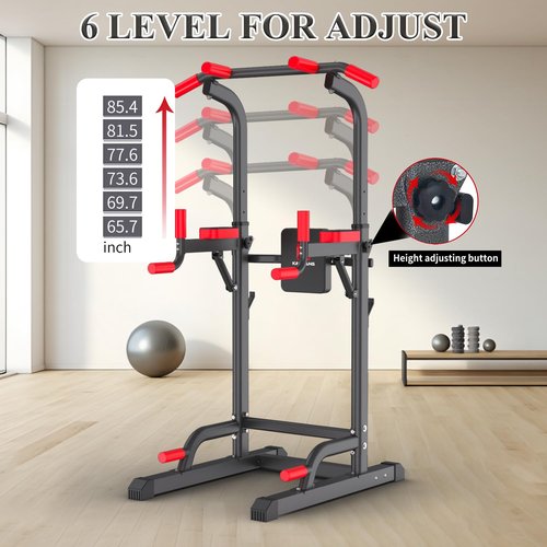 Power Tower Dip Station,Multi-Function Pull Up Adujustable Height Up 85.5" for Home Gym Strength Training Fitness Equipment,400LBS