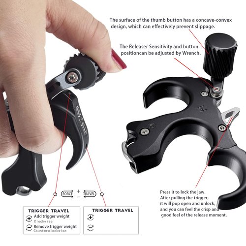 Compound Bow Aid Releaser with Wrist Straps and Adjustment Tool,Archery Release Aids with 3 Thumb Release Adjustable,Aluminum Alloy Aids.for Left and Right Handers. (Black)