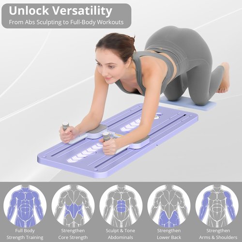 JANUA Pilates Board - Pilates Reformer Set, Multi-Purpose Foldable Pilates Reformer Board for Home, 5 in 1 Pilates Sliding Board (Purple)