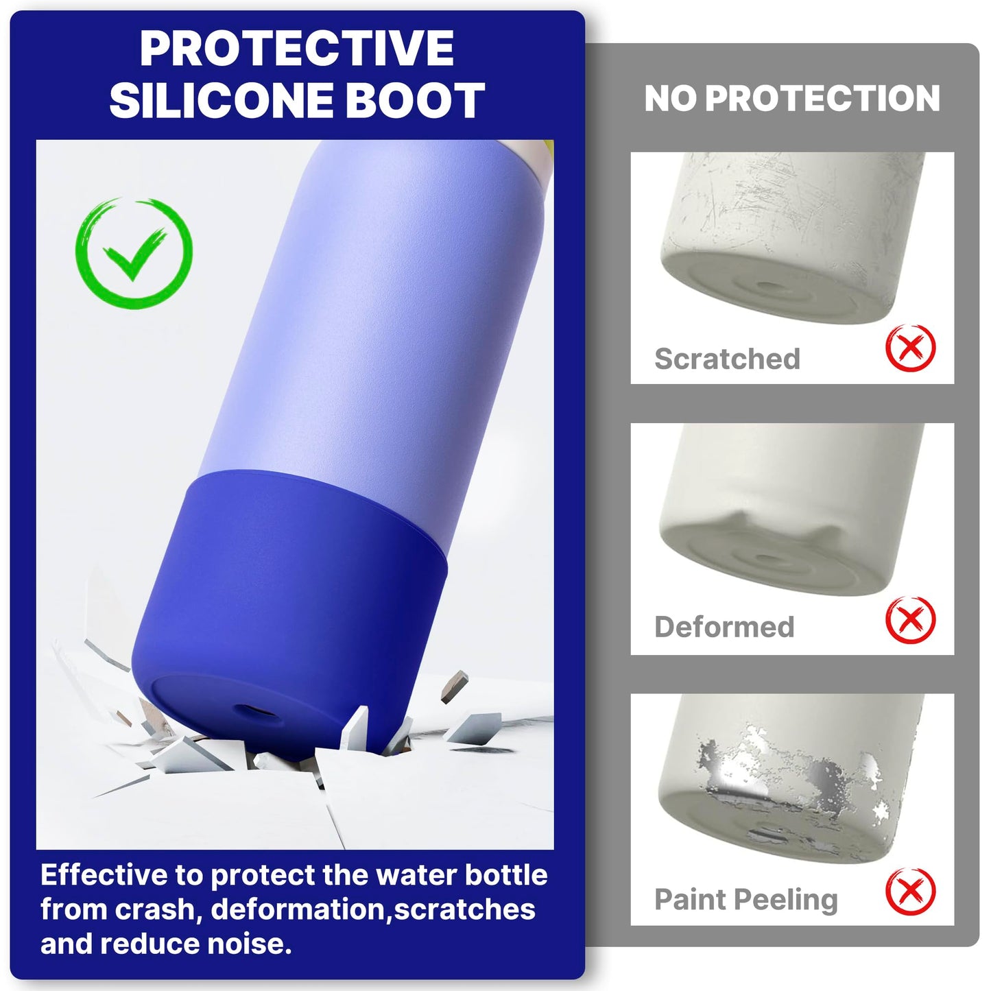 Diumepo Silicone Water Bottle Boot for Owala 40 oz, Anti-Slip Protective Sleeve for Owala Twist & FreeSip & Flip Stainless Steel Water Bottle, Boot Bottom Base for Owala (Navy)