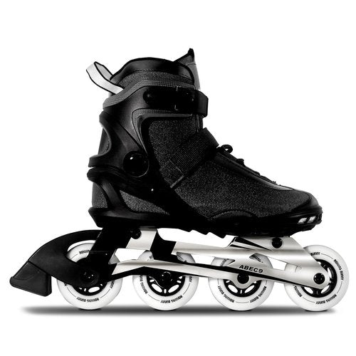 RollingBunny Inline Skates PRO for Adult Women - ABEC-9 Bearing with Breathable Lining for Male Female, Optional Brake, Size W 6-9, Black