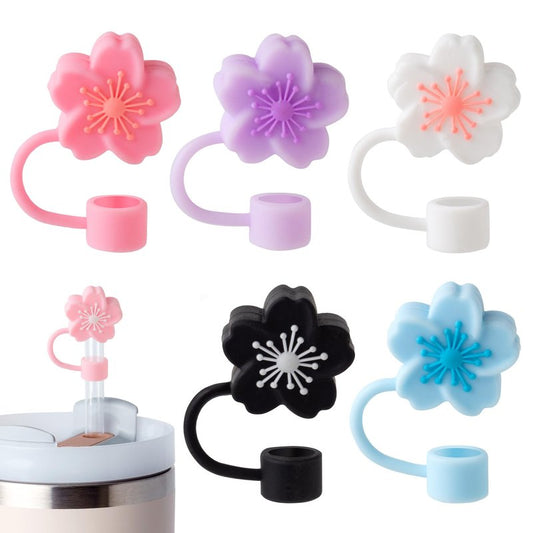 6PCS Flower Silicone Straw Covers Toppers for Stanley Cups 30&40 Oz Accessories, Reusable Straw Tips Protectors for Stanley Cup 10mm 0.4in Straws