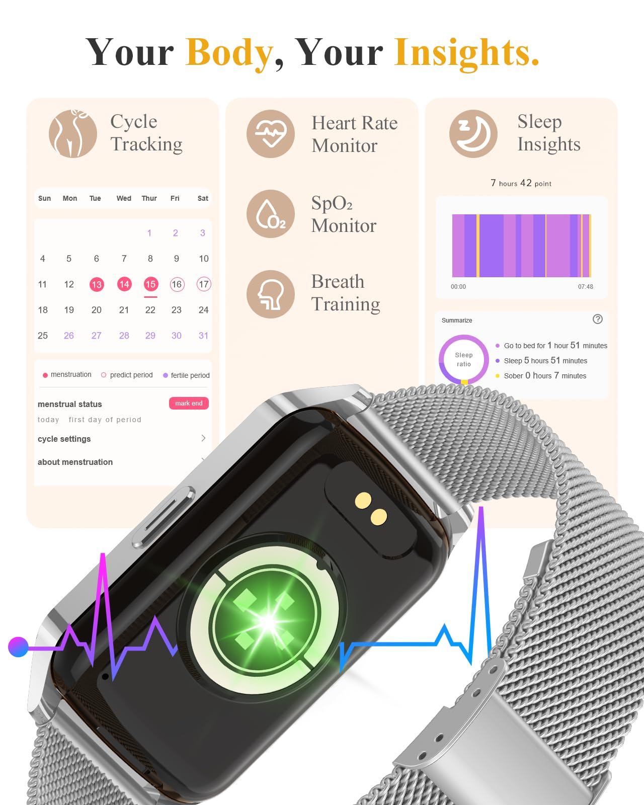 ChronArk Fitness Tracker Watch for Women Men, Step Counter Compatible with iPhone Android, IP68 Waterproof Activity Tracker with Sleep Monitor, 110+ Sports Pedometer (Cold Steel Silver, 1.57)