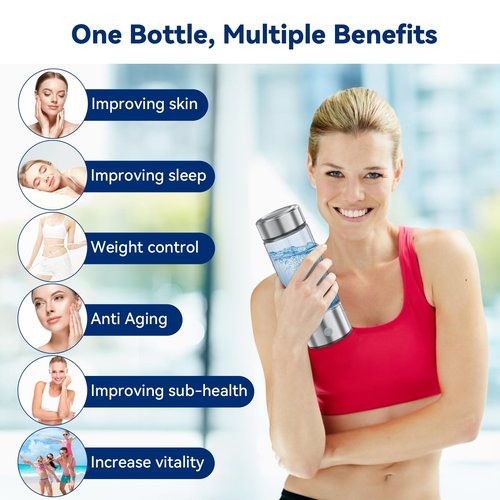 Portable Hydrogen Water Bottle, 420ml Hydrogen Generator with SPE/PEM Technology, High Hydrogen Concentration, USB Rechargeable, BPA-Free, for Home, Travel & Gym Ideal Gift for Health Lovers (Silver)