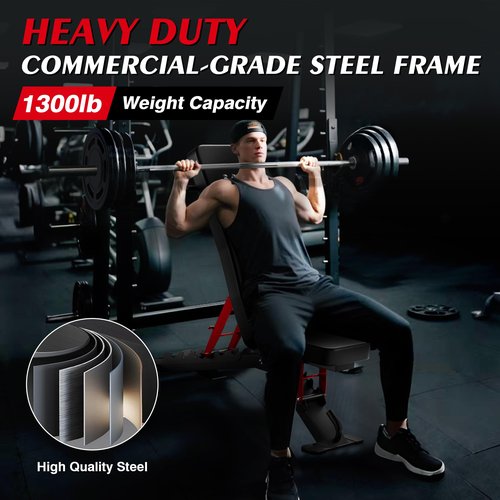 Weight Benches for Home Gym - Adjustable Workout Bench Press 1300lb Capacity Heavy Duty for Exercises Incline Flat Decline Sit-Ups