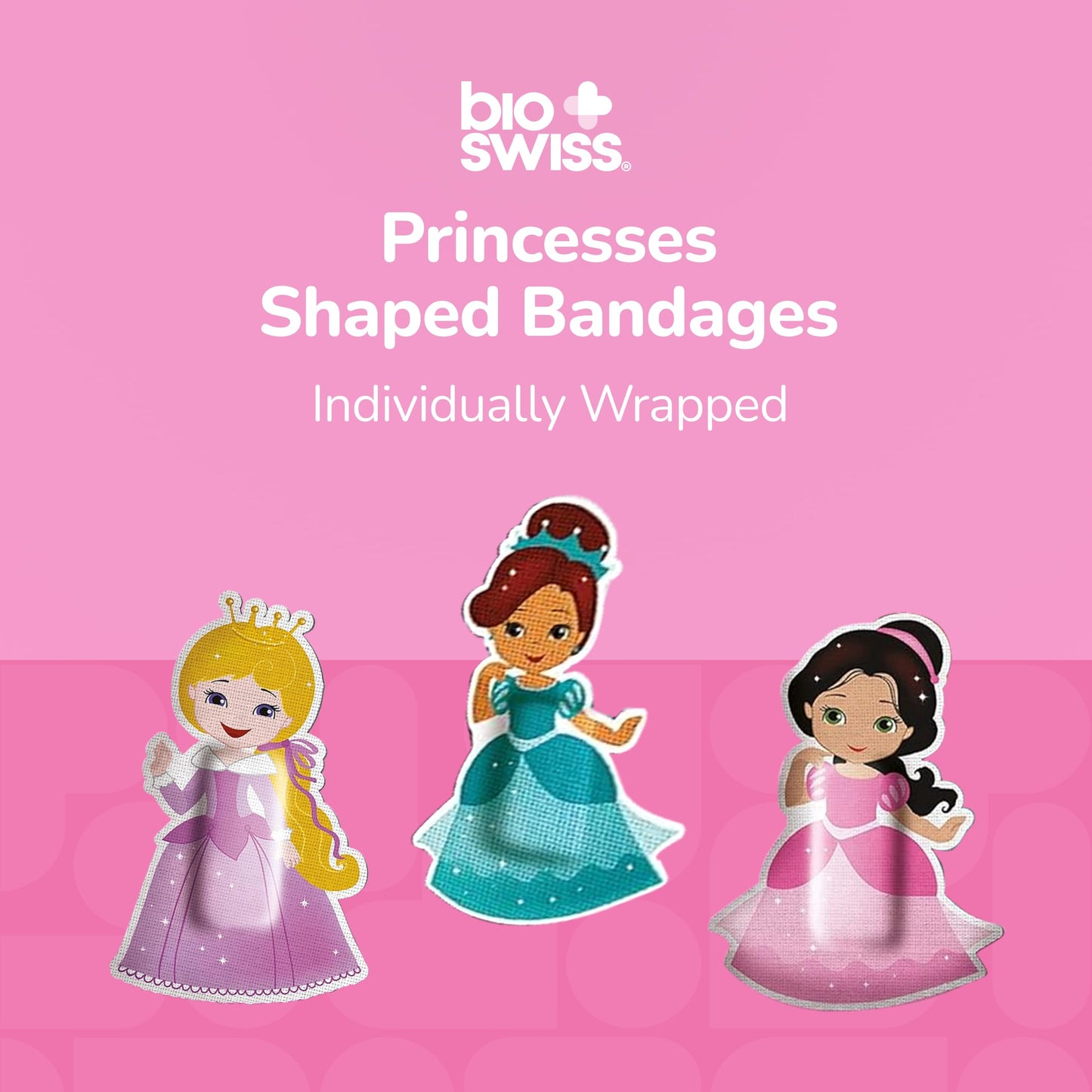 BioSwiss Bandages, Princess Shaped Self Adhesive Bandage Set, Latex Free, Sterile Wound Care, 24 Count