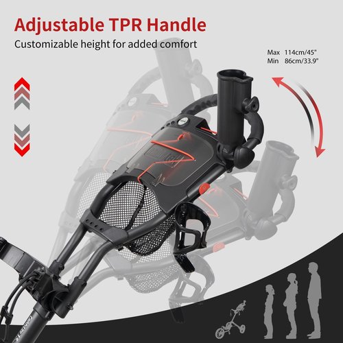 CaddyTek CaddyLite 15.3 V2 Golf Push Cart – Lightweight Aluminum 3-Wheel Trolley with Quad-Fold Design, EVA Wheels, Foot Brake, Umbrella Holder & Magnetic Pad