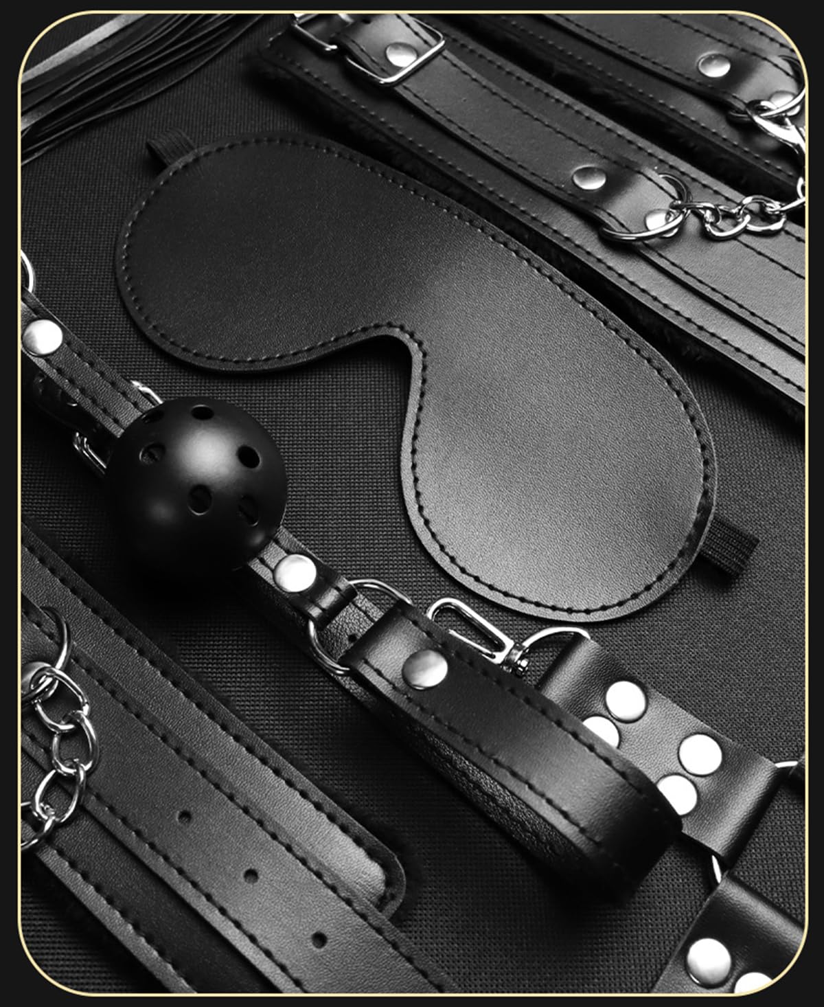 11-Piece Fitness Equipment Set (Black Leather), for Sport and Fitness, Versatile, Ergonomic Design, Stable and Non-Slip, Premium Black Leather -Z