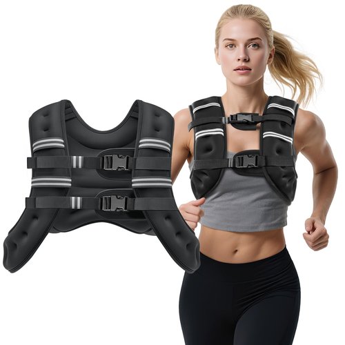 Weighted Vest, 12lb Weight Vest with Reflective Stripes for Men Women, Two Adjustment Straps for Workout, Strength Training, Running, Fitness, Muscle Building, Weight Loss (12lb)