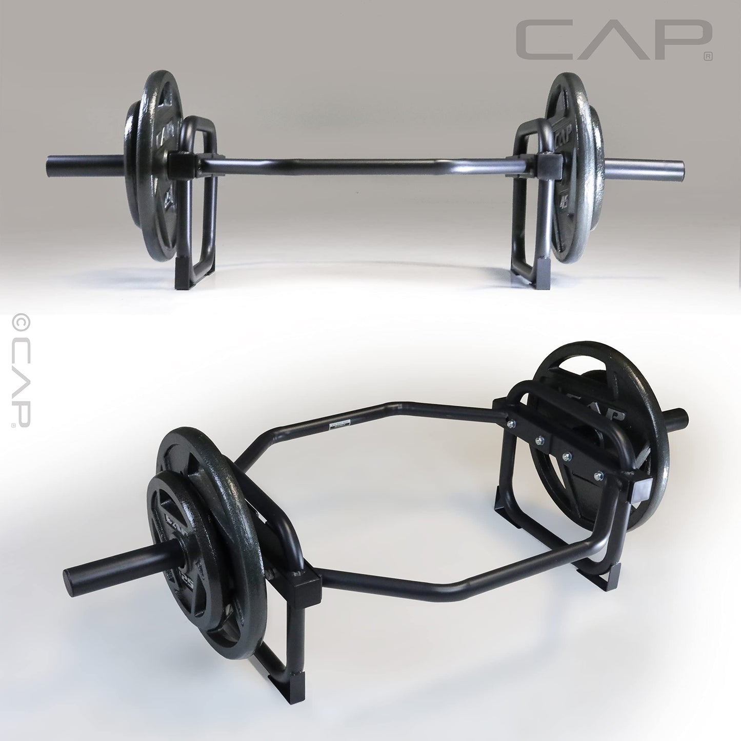 CAP Barbell Olympic Trap Bar, 500lbs, Alloy Steel, Black, 50x29x14 inches