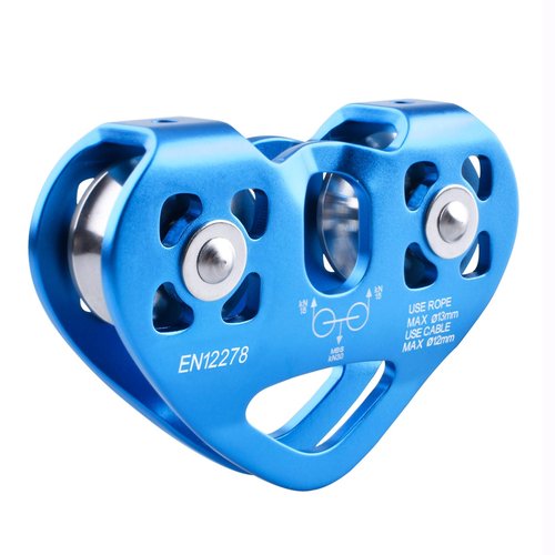 Azarxis 30 kN Zipline Pulley 6700LBS Zip Line Tandem Dual Trolley Kit for Cable & Rope Heavy Duty for Rescue Climbing Hauling Backyard Zipline Mountaineering Rigging (Blue)