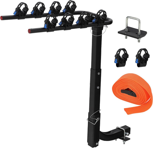 2 Bike Hitch Rack, Heavy-Duty Foldable Steel Bicycle Rack with Hitch and Anti-Rattle Straps, 2" Receiver Compatible, Easy to Assemble & Use, Bike Holder for Car, SUV, Truck