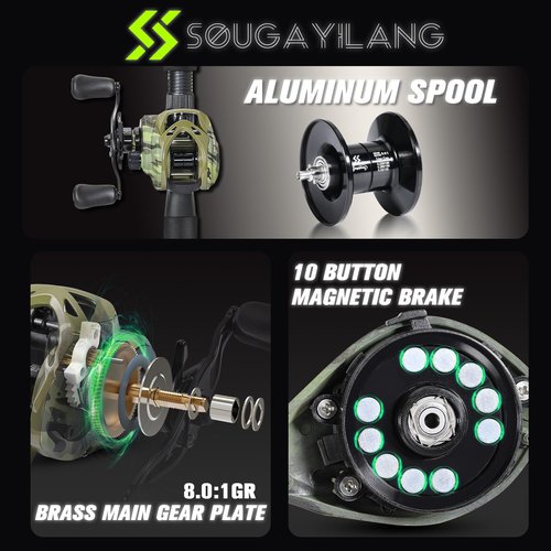 Sougayilang Fishing Pole Casting Reel Combo with Durable Rod Handle, Medium Heavy for Catfish Salmon and Steelhead- Right Handed- 7'0"