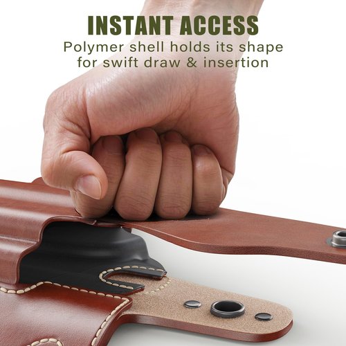 MUNALO OWB Holster Compatible with Glock 19, 19X, 23, 32, 44, 45 ??Outside Waistband Hip Carry Leather Holster, Right-Handed