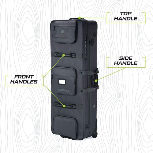Legend Everest Hybrid Roller Lockable Compound Bow Case - Metal Structure, Foam Padding, Tricot Lining, Fastening Straps, Cam Protector, Front Pockets, Removable Wheels - Airline-Endorsed - 44" Grey