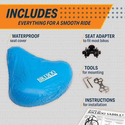 Bikeroo Oversized Bike Seat - Compatible with Peloton, Exercise or Road Bikes - Bicycle Saddle Replacement with Wide Cushion for Men & Womens Comfort