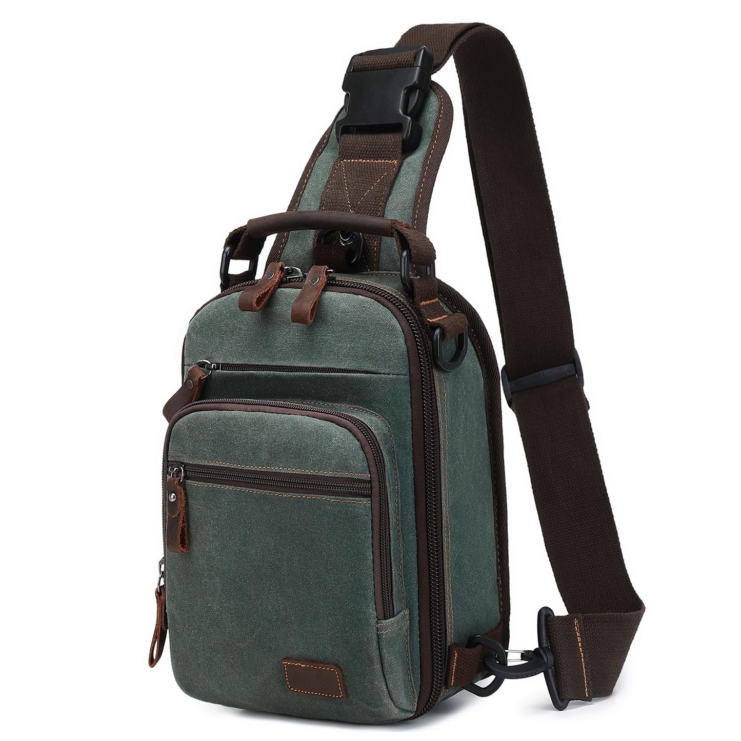 Nerlion Sling Bag for Men Waxed Canvas Crossbody Bag Chest Bag Shoulder Bag Casual Daypack for Travel (Green)