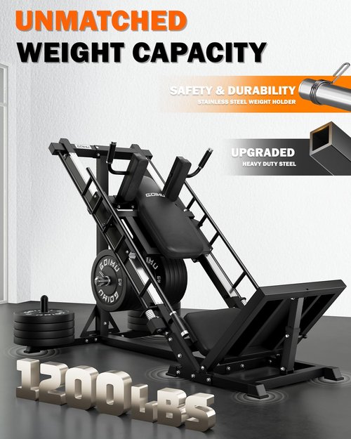 GOIMU Leg Press Hack Squat Machine Combo, 4 in 1 Adjustable Leg Press Machine for Home Gym, Smooth Leg Exercise Machine, Hack Squat Machine for Full Lower Body Workout L2(Black)