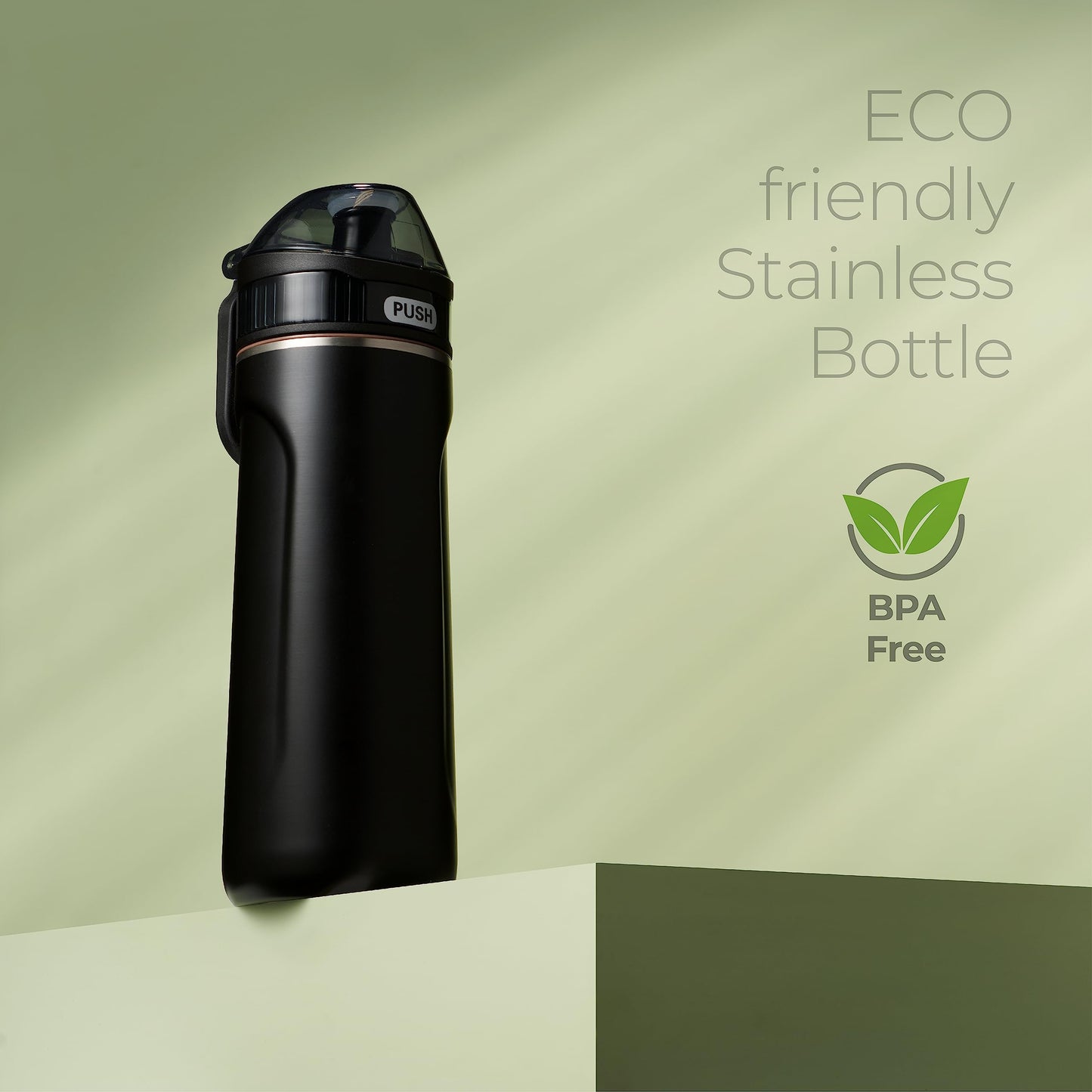SipX™ 18 oz Premium Stainless Steel Water Bottle with Straw Lid – Triple Insulated Water Bottle, Leakproof, BPA-Free – Slim, Durable Bottle for School, Gym, Office – Black