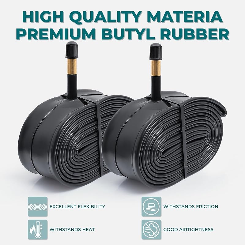 29x2.125-2.40 Bike Tubes with 48mm Schrader Valve – 2 Pack, Butyl Rubber