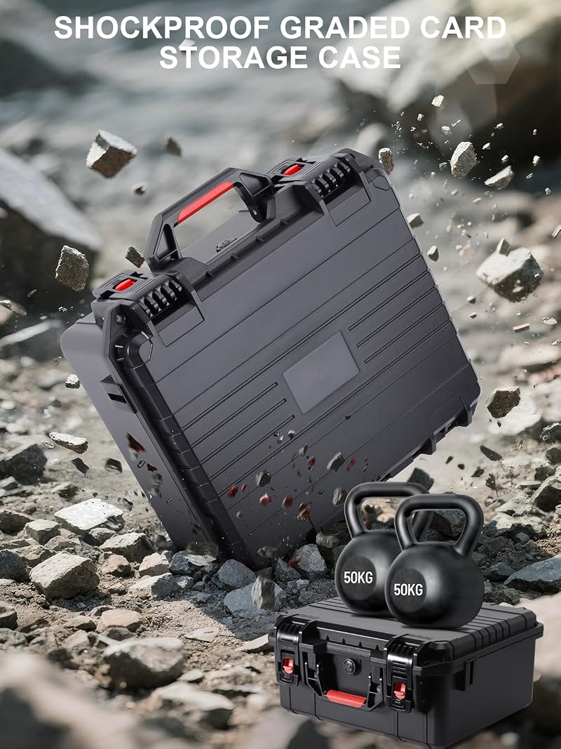 Heavy-Duty Trading Card Storage Box with 6 Adjustable Dividers, Waterproof IP67 Case Holds 600+ Cards