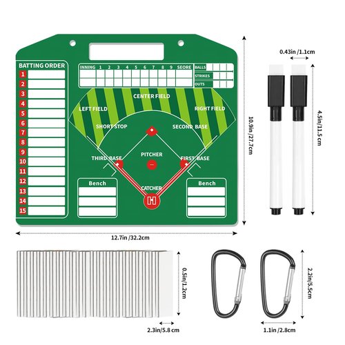 Metal Magnetic Baseball Lineup Board, Durable Softball Line up Board for Field Batting Position Coaching Equipment Accessories, Dugout 40 Dry Erase Magnet Marker Sheets Cards Baseball Clipboard