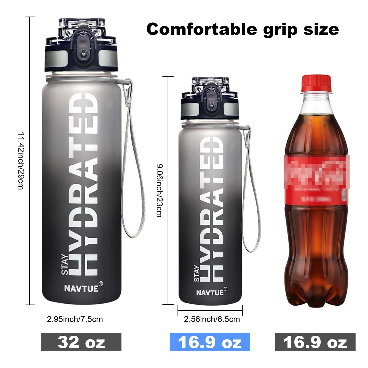 NAVTUE Water Bottle 16.9 oz Motivational Time Marker Tritan Bottle