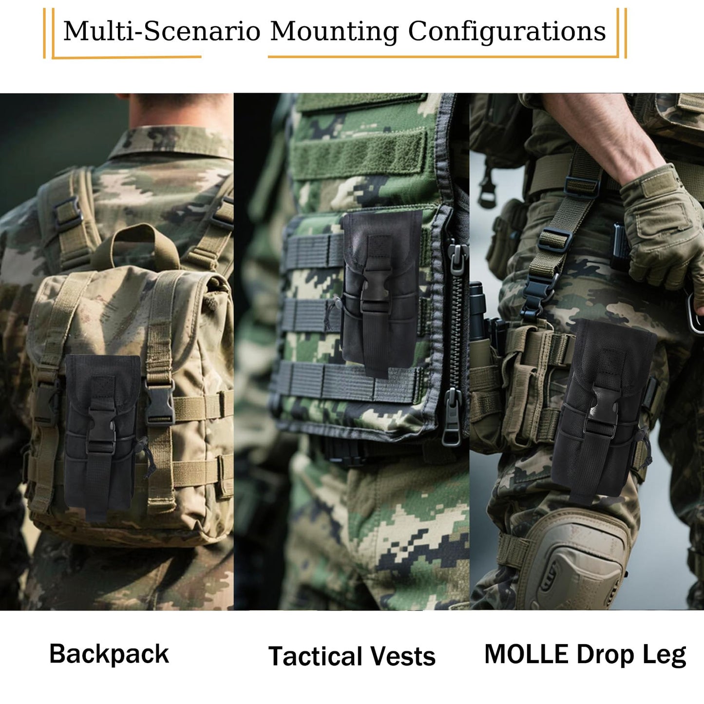 2 Pack High-Temperature Resistant Black Suppressor Pouch, Thermal Insulated Melt-Proof Sleeve, Molle-Compatible Multi-Use Protective Case for Tactical Tools & Accessories