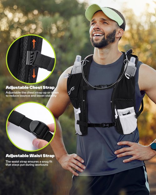 Sportneer Hydration Backpack: Running Vest with 1.5L Water Bladder & Reflective Strips - Lightweight Hydration Vest Backpack for Running Hiking Biking Cycling for Women Men