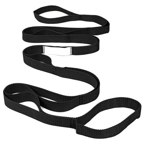 Stretching Strap Yoga with Loops, 10 Loops Strapsfor Stretching, Stretch Straps for Physical Therapy, Non-elastic Exercise Strap for Pilates, Dance and Gymnastics With (Black)
