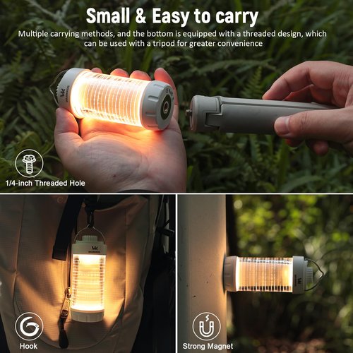 Wurkkos CL01 Camping Lantern Rechargeable, 550LM Waterproof Tent Light with Magnet Base, Up to 300H Runtime,Portable Lantern Flashlight with RGB light,Emergency Camp Light for Hurricane,Hiking,Camping