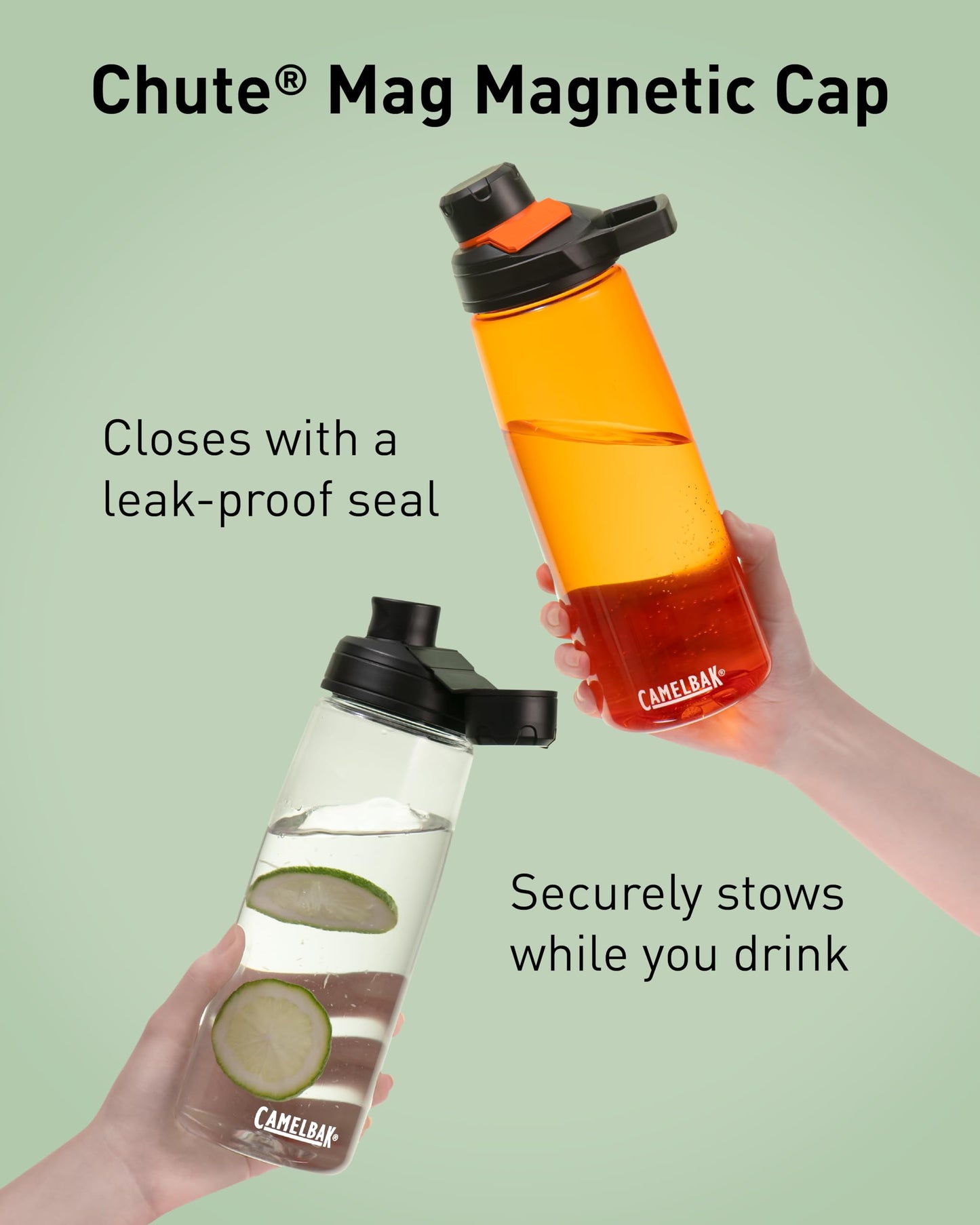 CamelBak Chute Mag Water Bottle with Magnetic Leak‑Resistant Cap, Lightweight Tritan Design for Everyday Hydration, 32oz, Charcoal