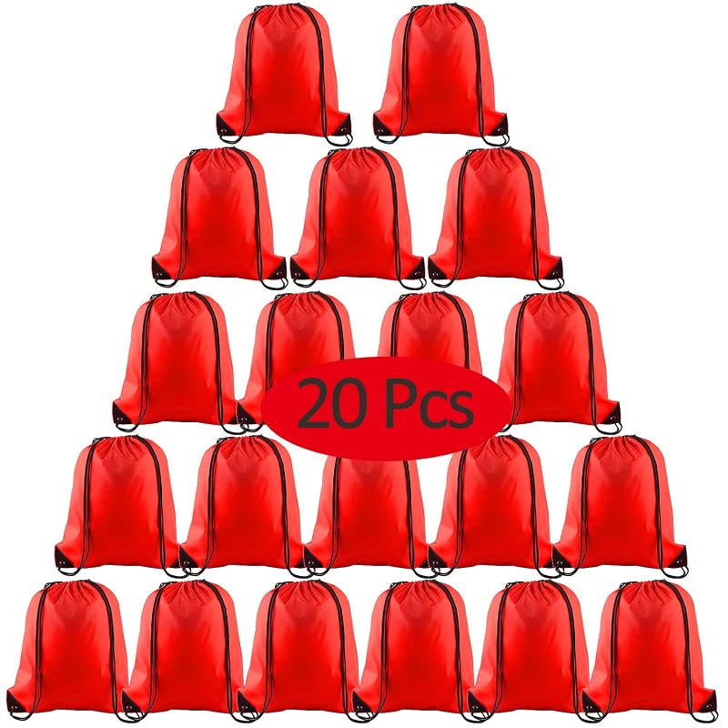 Variation: Red 20Pcs Drawstring Backpack Bags
