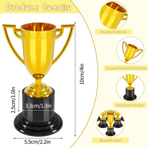 COJOSQC 4 inch mini Trophies, 6PCS Trophies for Kindergarten Graduation, Bowling tournaments, Basketball Games, Kids Soccer Awards, Must Have Football Party Favors, Plastic Trophy.