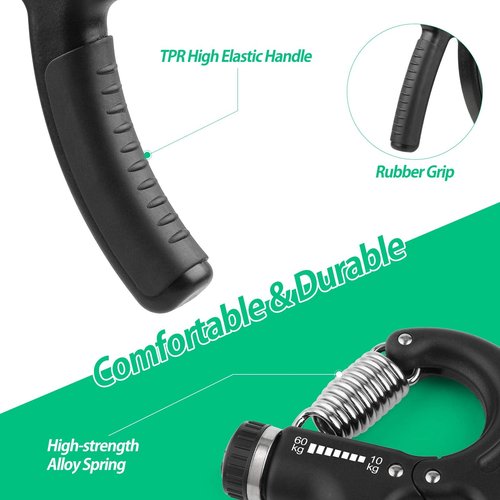 NIYIKOW Grip Strength Trainer, Hand Grip Strengthener, Adjustable Resistance 22-132Lbs (10-60kg), Forearm Strengthener, Perfect for Musicians Athletes (Black, 1 Pack)