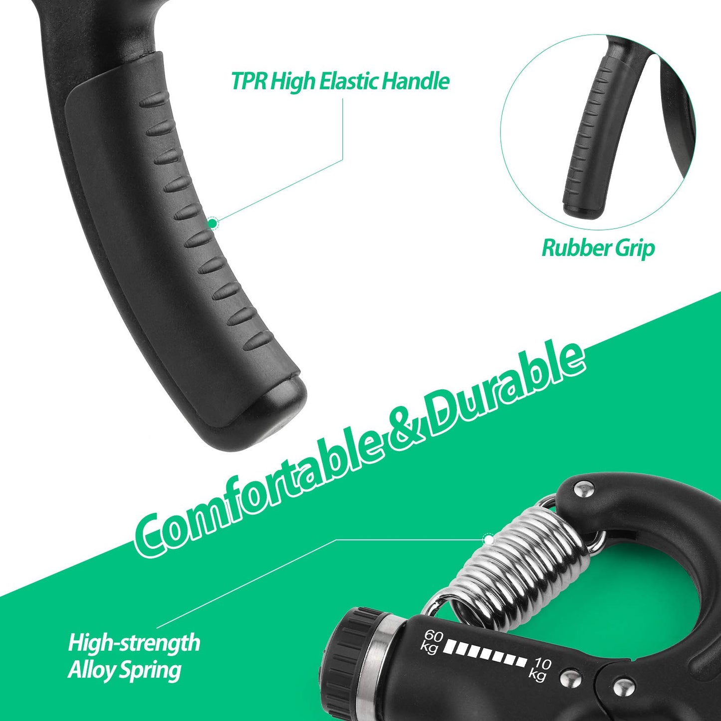 NIYIKOW Grip Strength Trainer, Hand Grip Strengthener, Grip Strengthener, Adjustable Resistance, Forearm Strengthener, Perfect for Musicians Athletes (Black, 1 Pack)