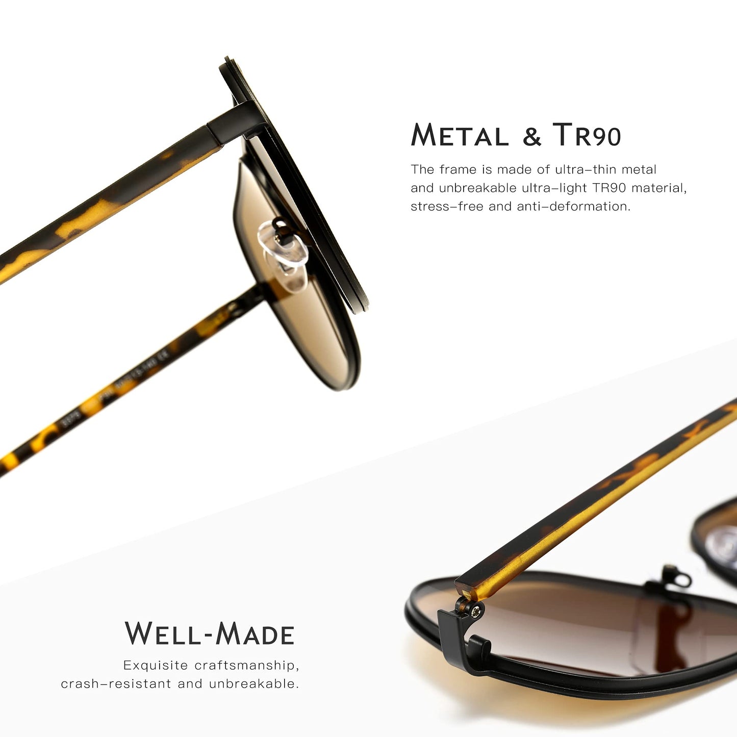 SUNGAIT Polygon Aviator Sunglasses for Men Polarized Trendy Square Sun Glasses Retro Pilot Shades UV Protection