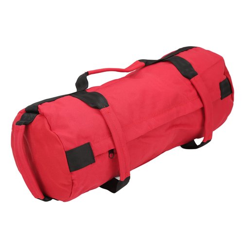 Workout Sandbag Oxford Fabric 6 Handles Easy Adjustment Multi Purpose Fitness Weight Bag with Filler Bags for Indoor Gym (Red)
