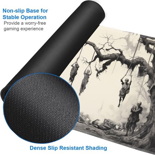 for MTG Playmat + Drawstring Travel Pouch + 6 Dice Counter, for Tabletop Trading Card Game Playmats or Large Mouse Pad, Anti-Slip Rubber 24 x 14 in, Tree of Death, Skeleton for TCG Playmat