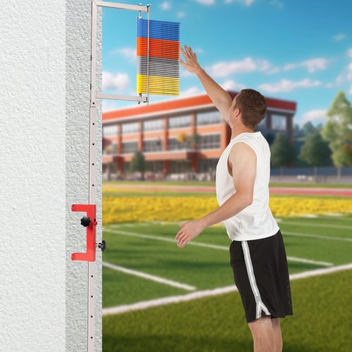 RTFLYKAY Wall Mounted Vertical Jump Measurement Tool, Adjustable Height Vertical Jump Tester Outdoor Use, 27.5"-47" Wall Mounted Vertical Jump Trainer,Used for Basketball and Volleyball High (Grey)